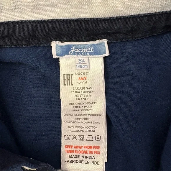 2 Jacadi long sleeve Polo Shirts, boys aged 8 - Picture 2 of 3